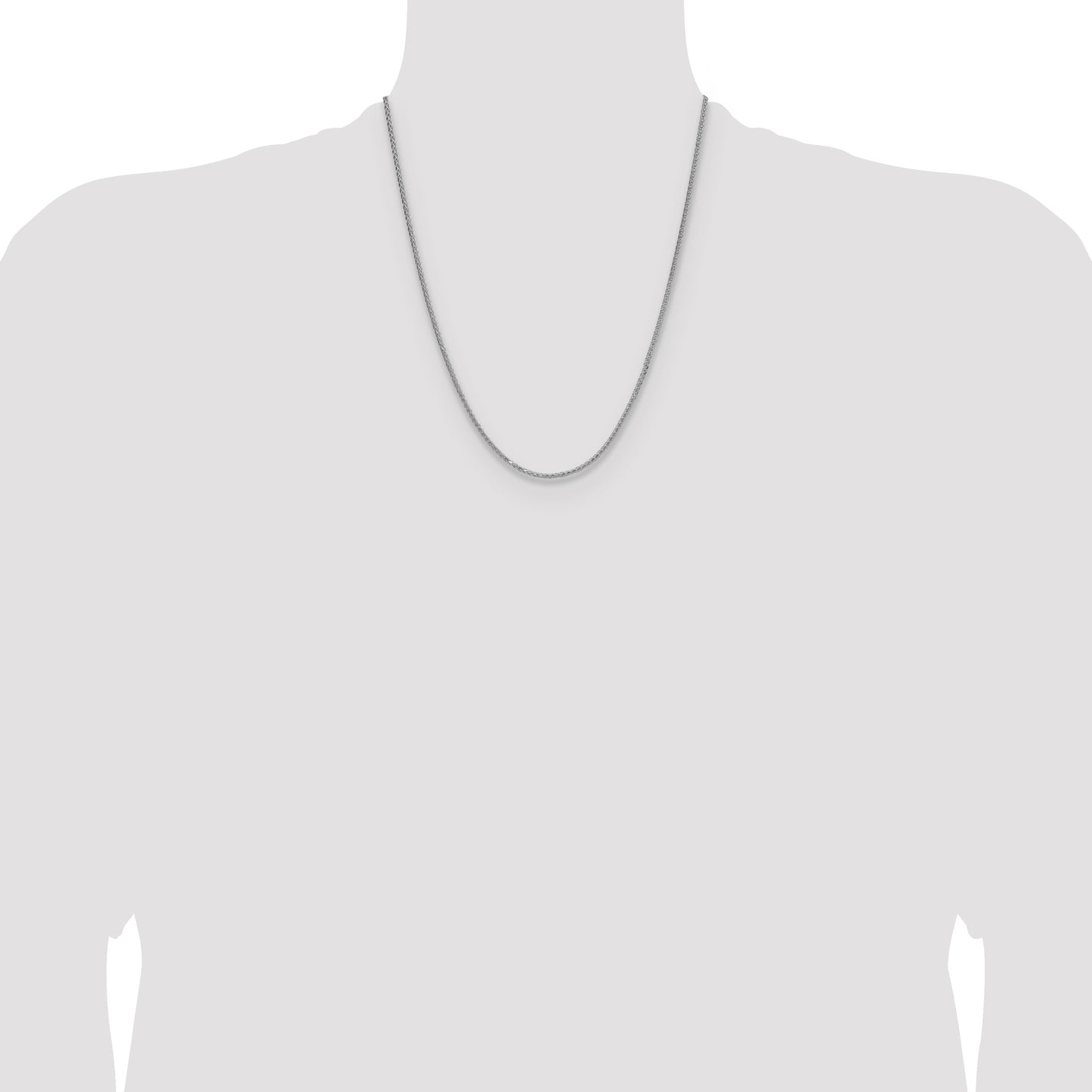 Sterling Silver Rhodium-plated 2.0mm 8 Sided D/C Double Spiga Chain
