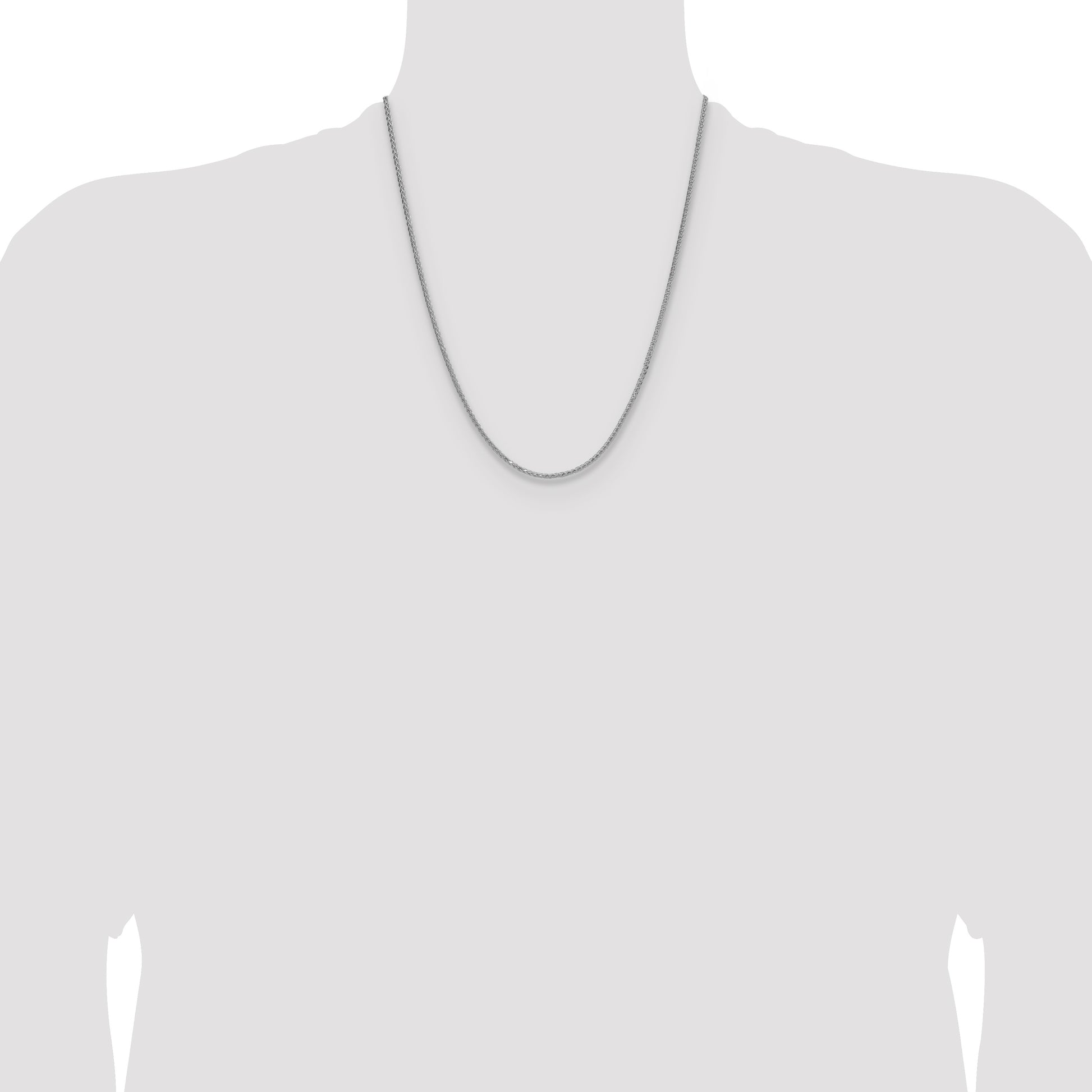 Sterling Silver Rhodium-plated 2.0mm 8 Sided D/C Double Spiga Chain