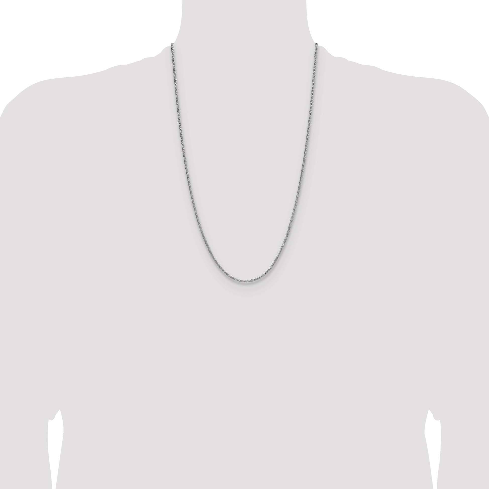 Sterling Silver Rhodium-plated 2.0mm 8 Sided D/C Double Spiga Chain