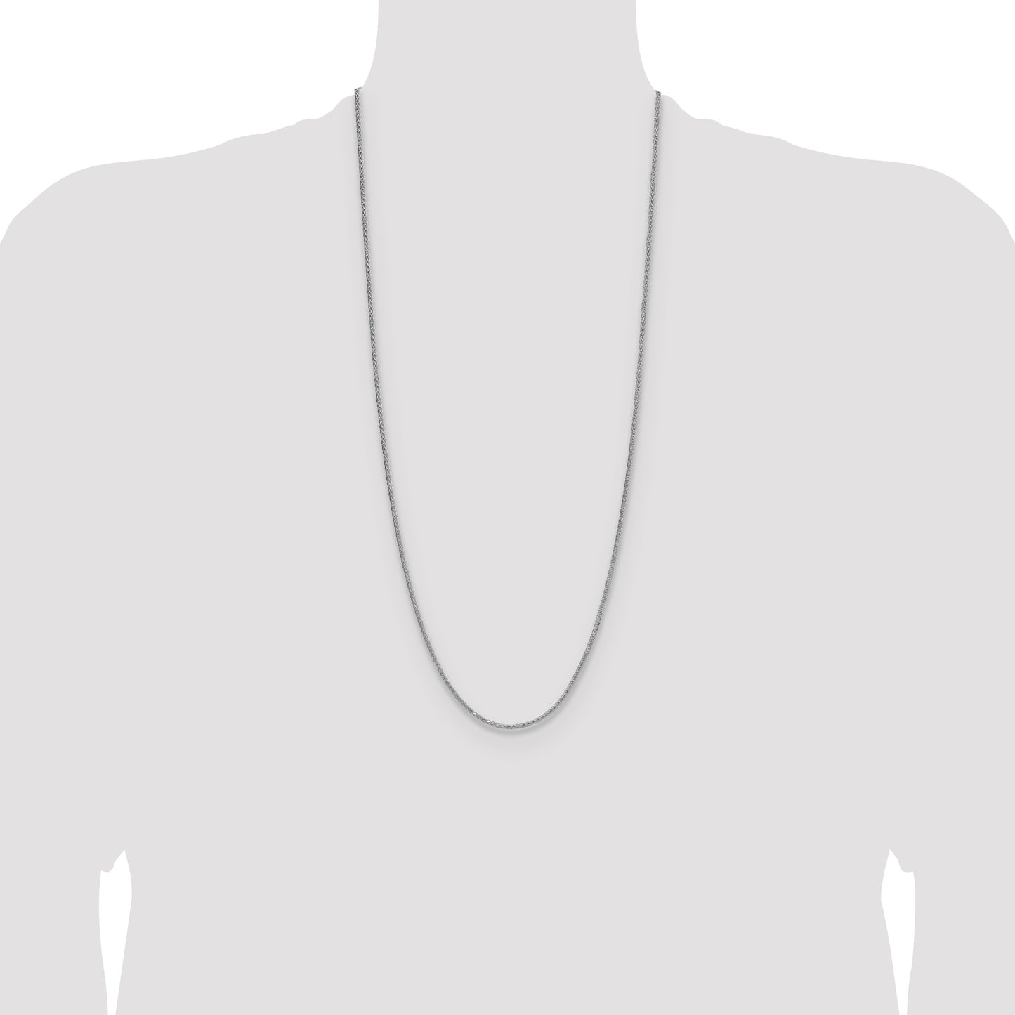Sterling Silver Rhodium-plated 2.0mm 8 Sided D/C Double Spiga Chain