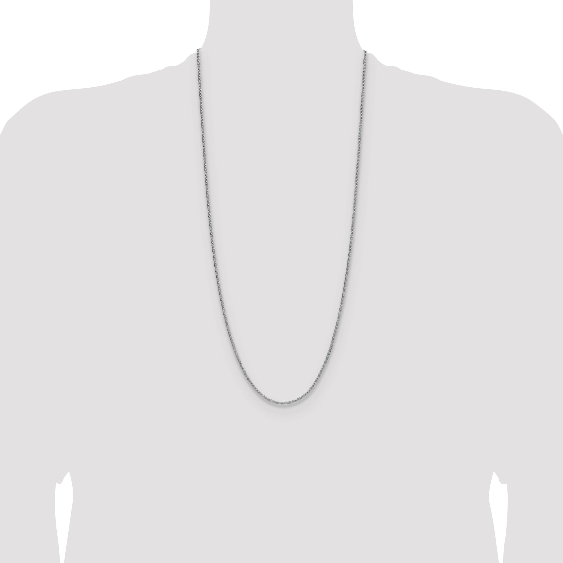 Sterling Silver Rhodium-plated 2.0mm 8 Sided D/C Double Spiga Chain