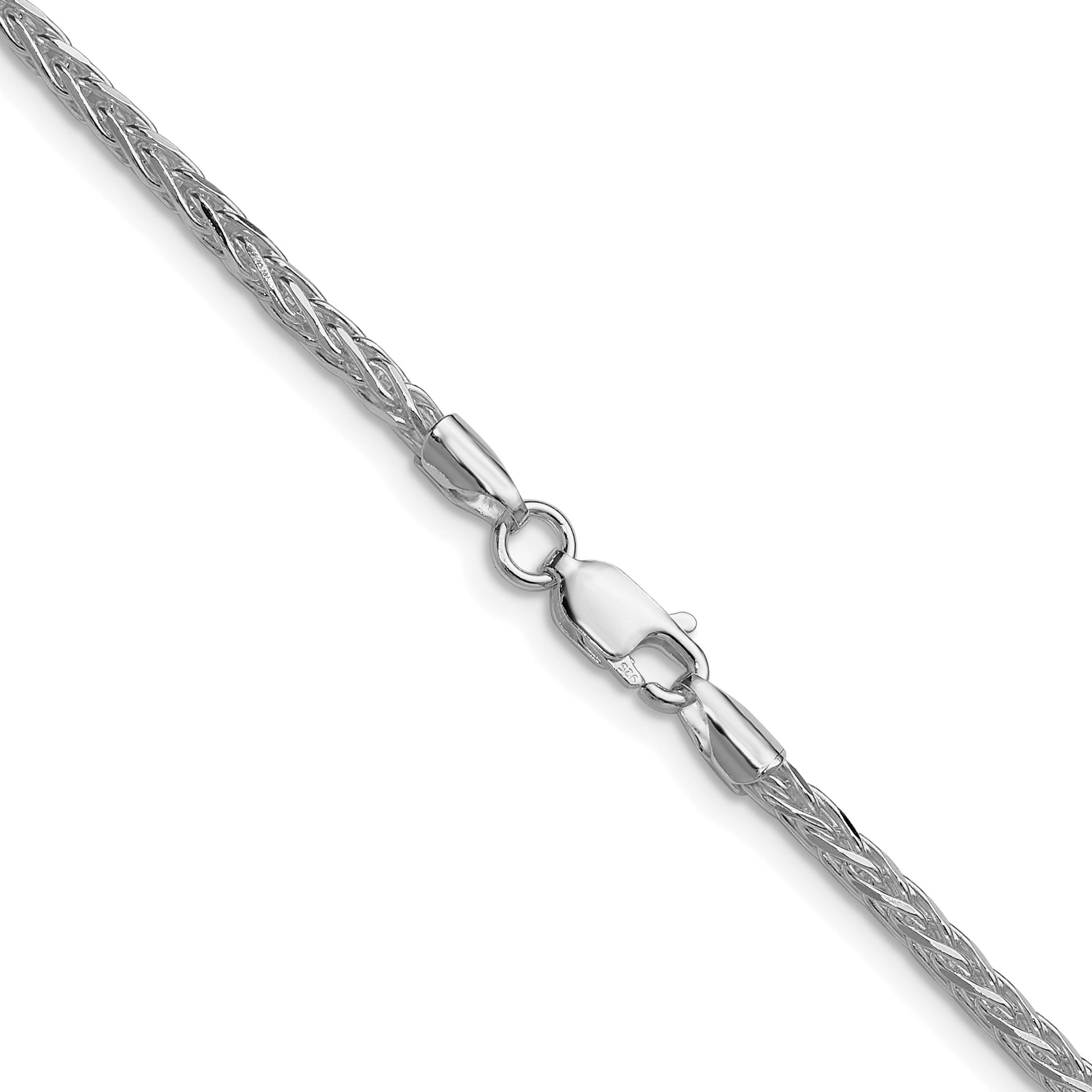 Sterling Silver Rhodium-plated 2.5mm 8 Sided D/C Double Spiga Chain