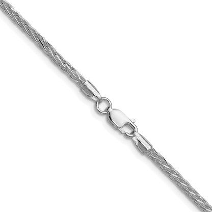 Sterling Silver Rhodium-plated 2.5mm 8 Sided D/C Double Spiga Chain