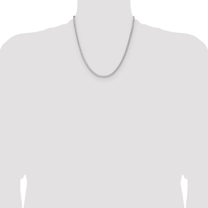 Sterling Silver Rhodium-plated 2.5mm 8 Sided D/C Double Spiga Chain