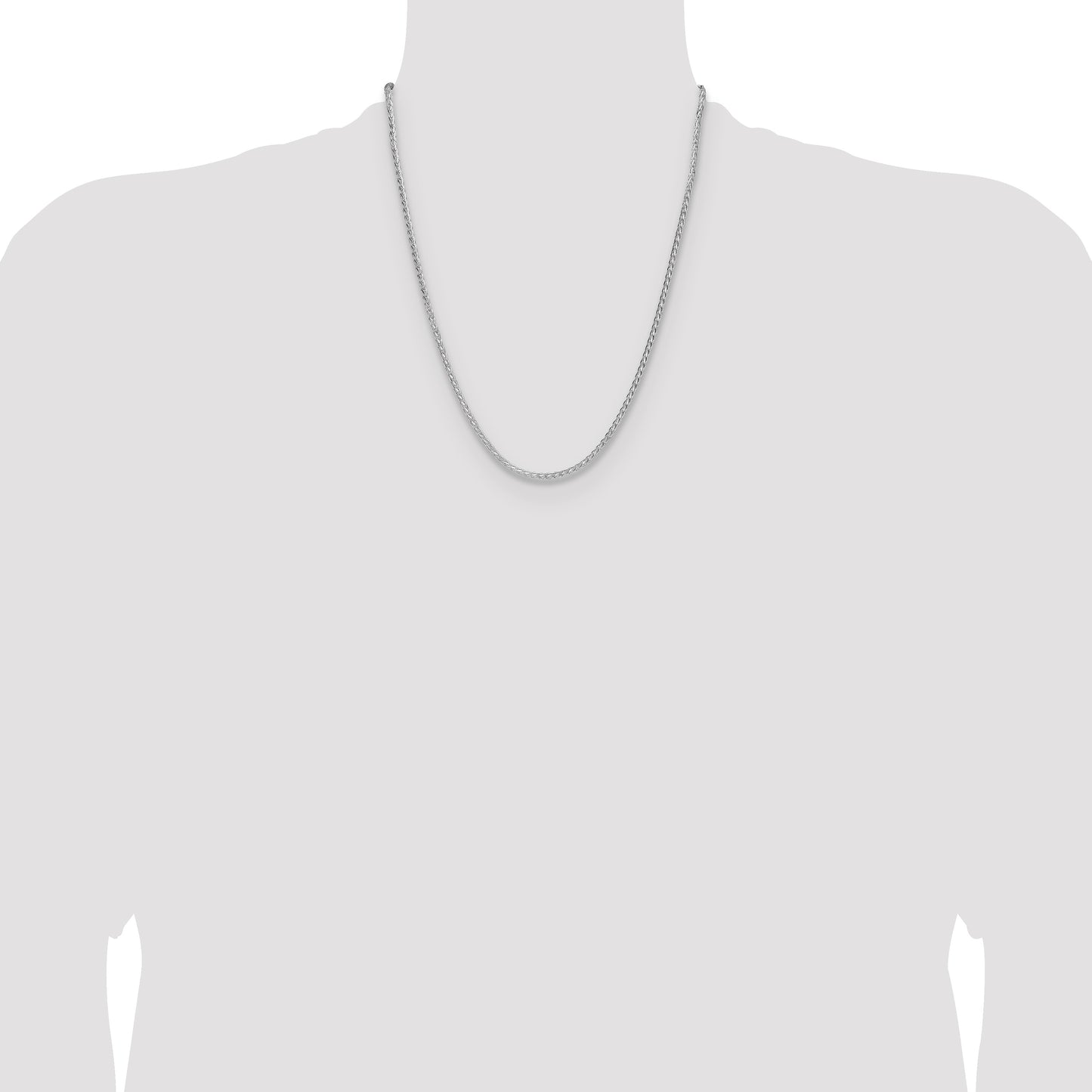 Sterling Silver Rhodium-plated 2.5mm 8 Sided D/C Double Spiga Chain