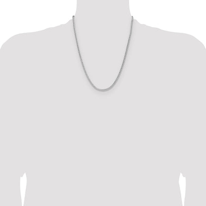 Sterling Silver Rhodium-plated 2.5mm 8 Sided D/C Double Spiga Chain