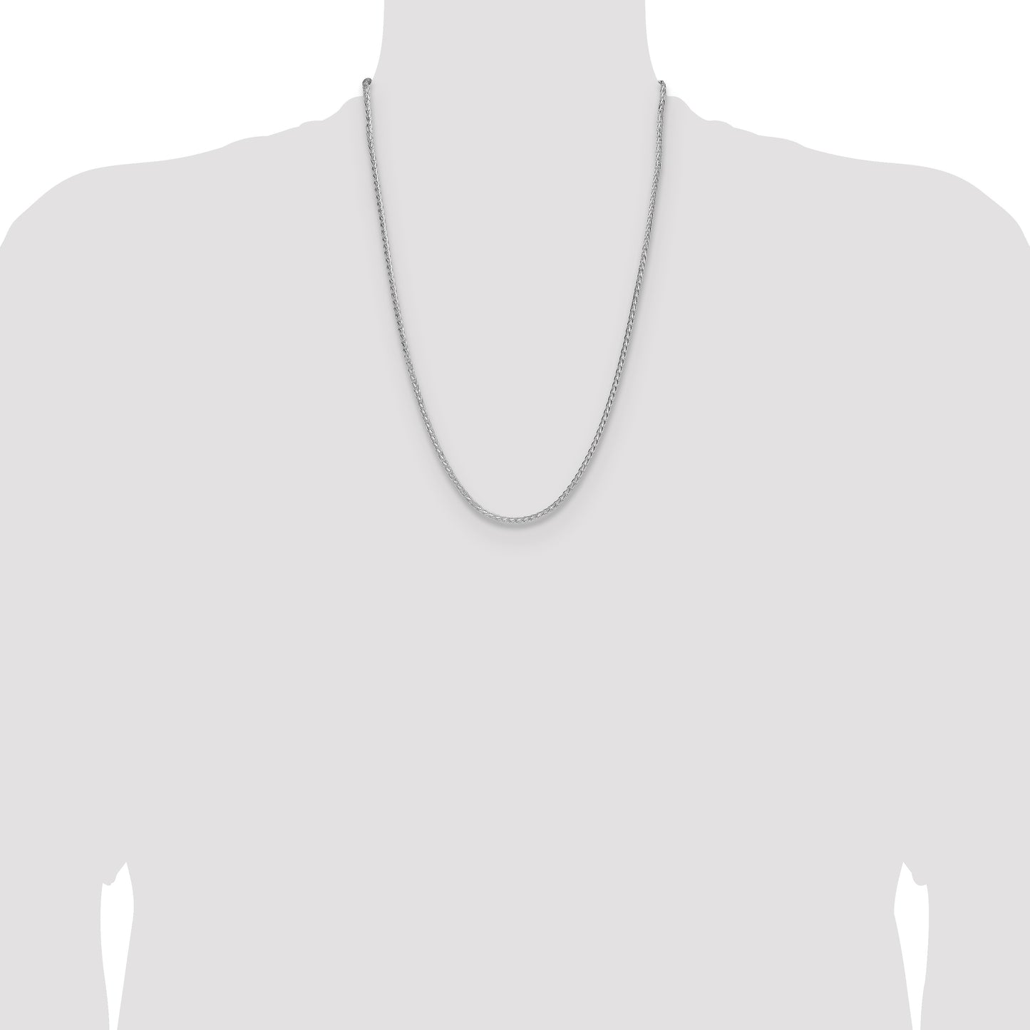 Sterling Silver Rhodium-plated 2.5mm 8 Sided D/C Double Spiga Chain