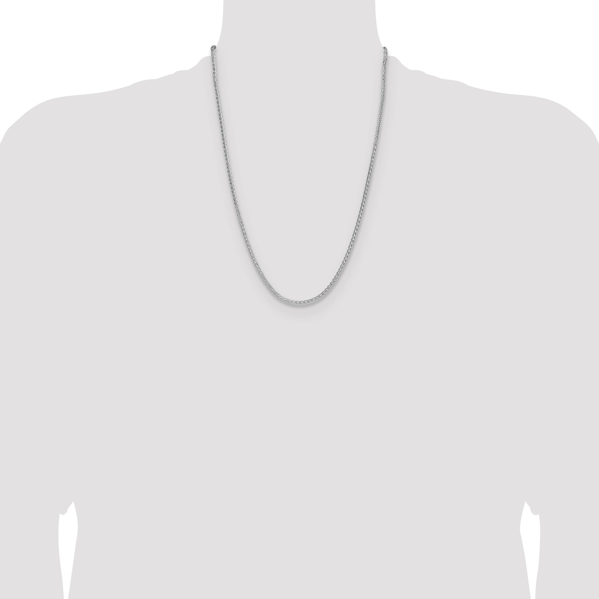 Sterling Silver Rhodium-plated 2.5mm 8 Sided D/C Double Spiga Chain