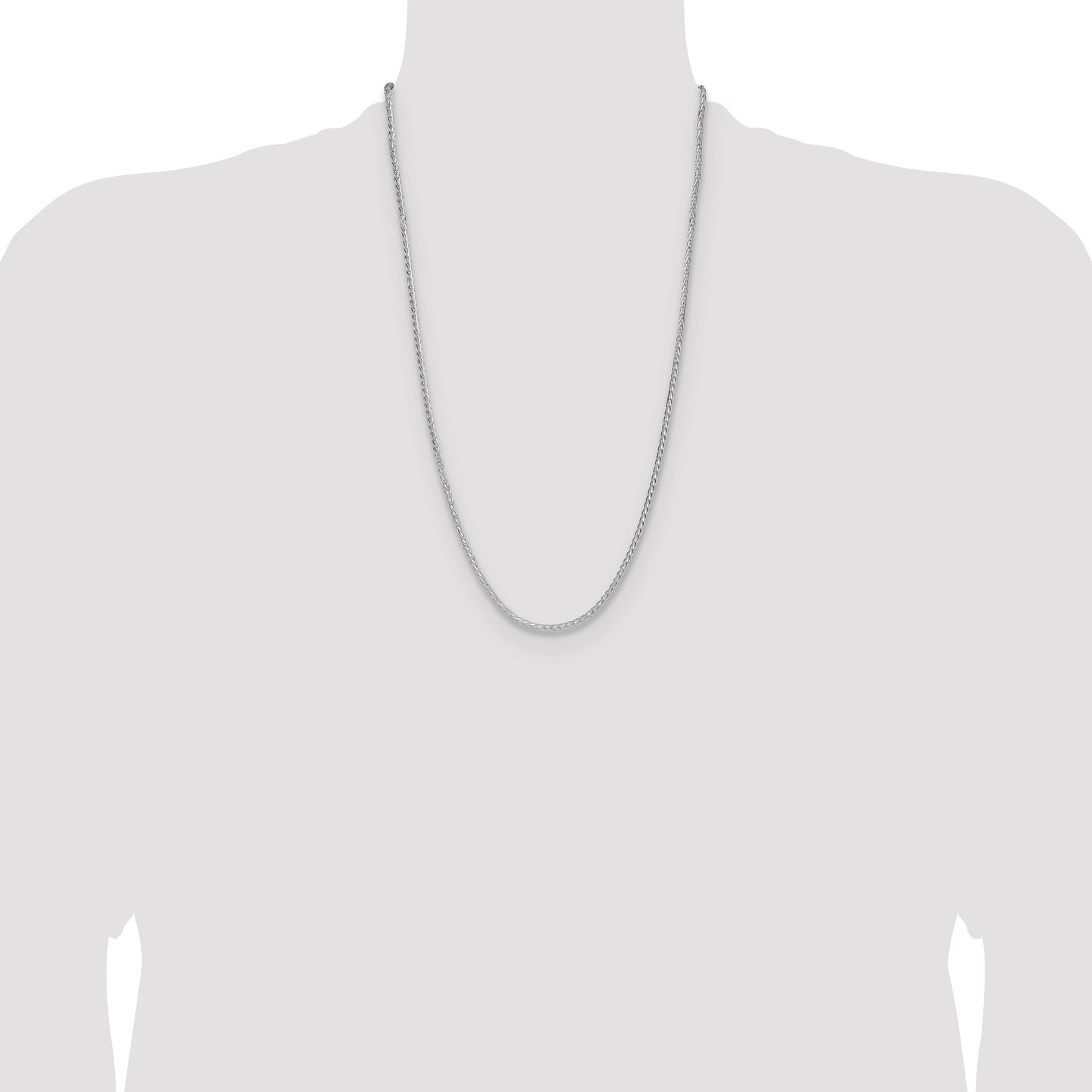 Sterling Silver Rhodium-plated 2.5mm 8 Sided D/C Double Spiga Chain