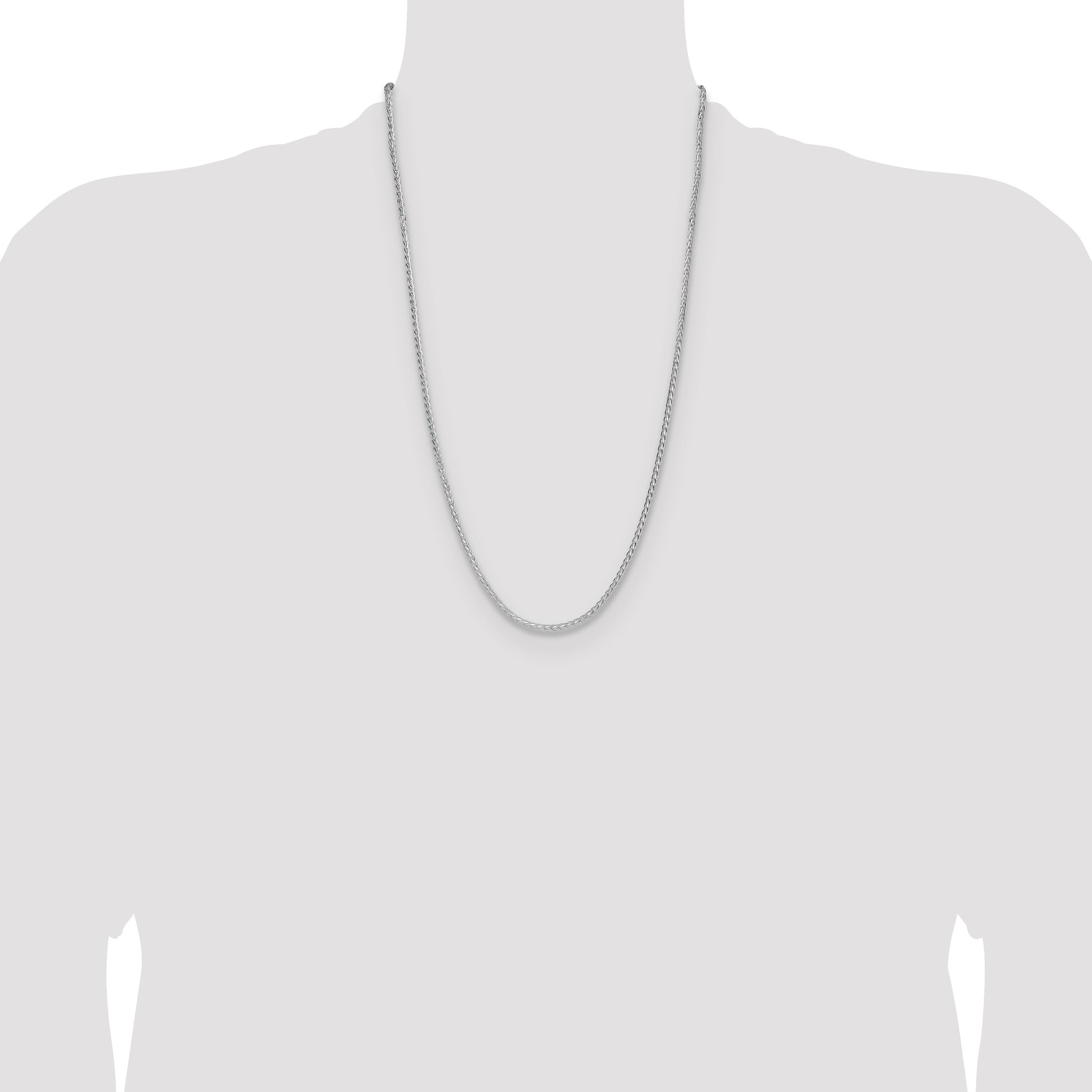 Sterling Silver Rhodium-plated 2.5mm 8 Sided D/C Double Spiga Chain