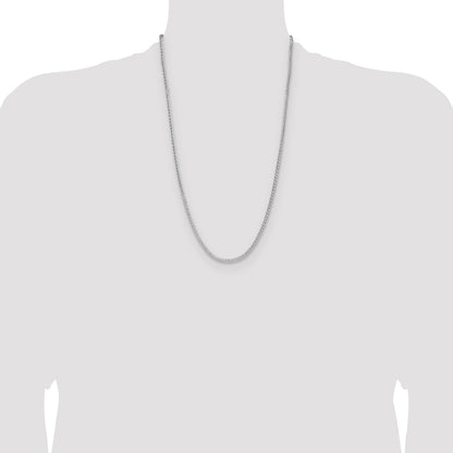 Sterling Silver Rhodium-plated 2.5mm 8 Sided D/C Double Spiga Chain