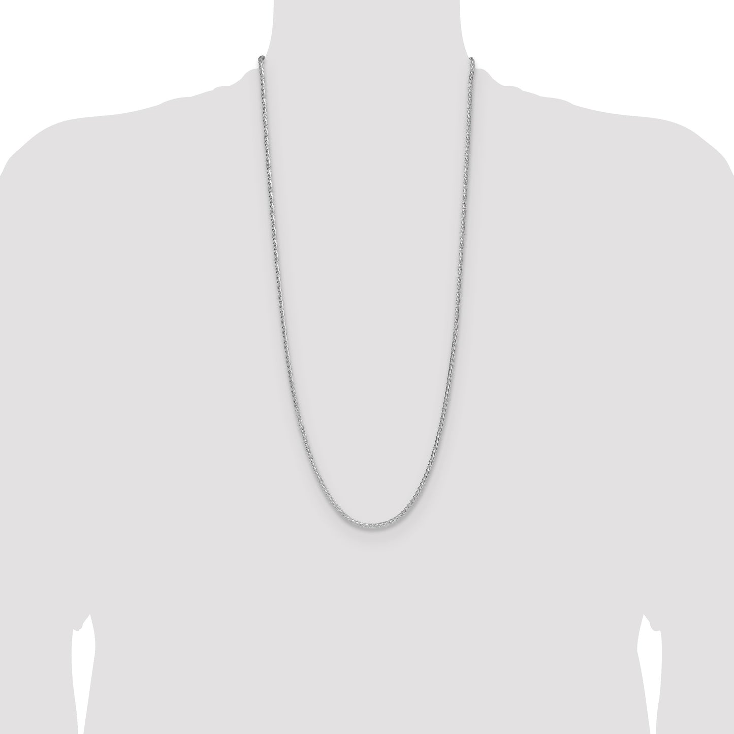 Sterling Silver Rhodium-plated 2.5mm 8 Sided D/C Double Spiga Chain