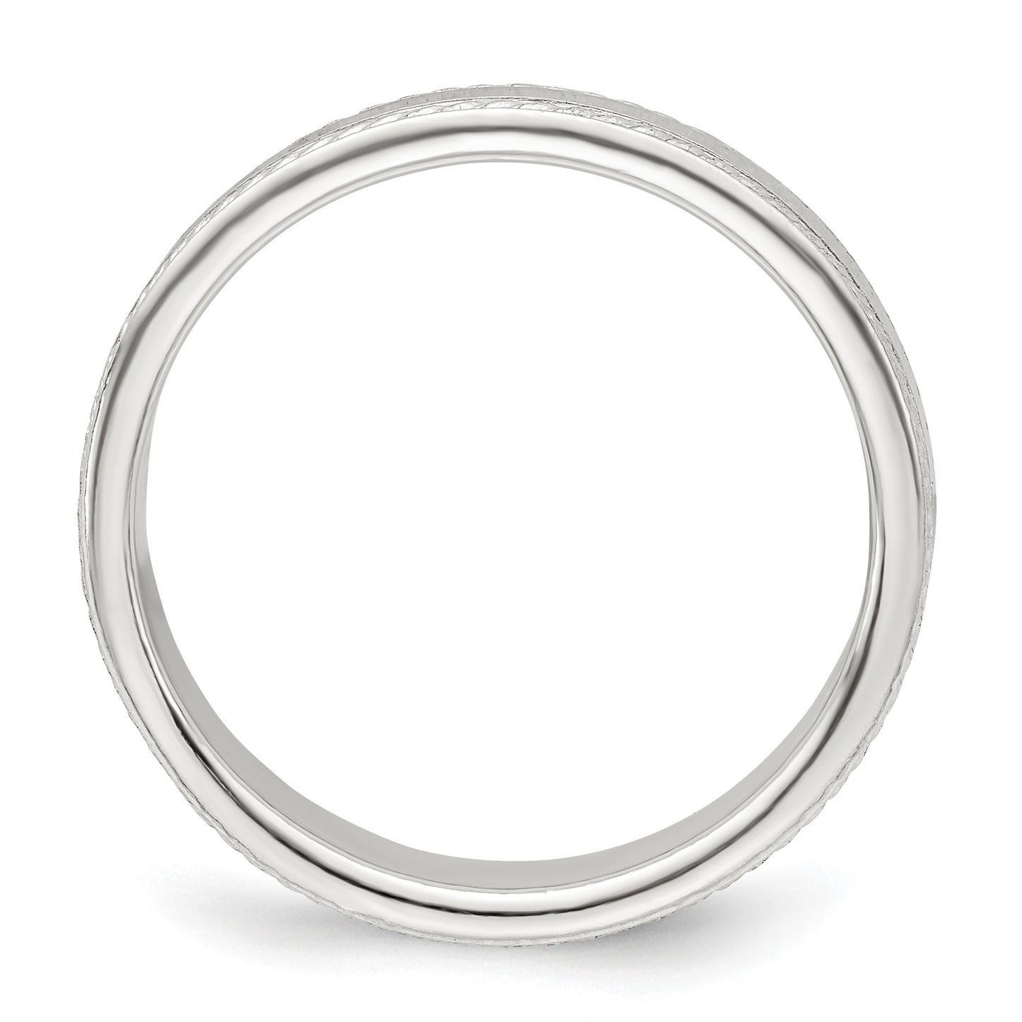 Sterling Silver 4mm Flat with Rope Edge Size 5 Band