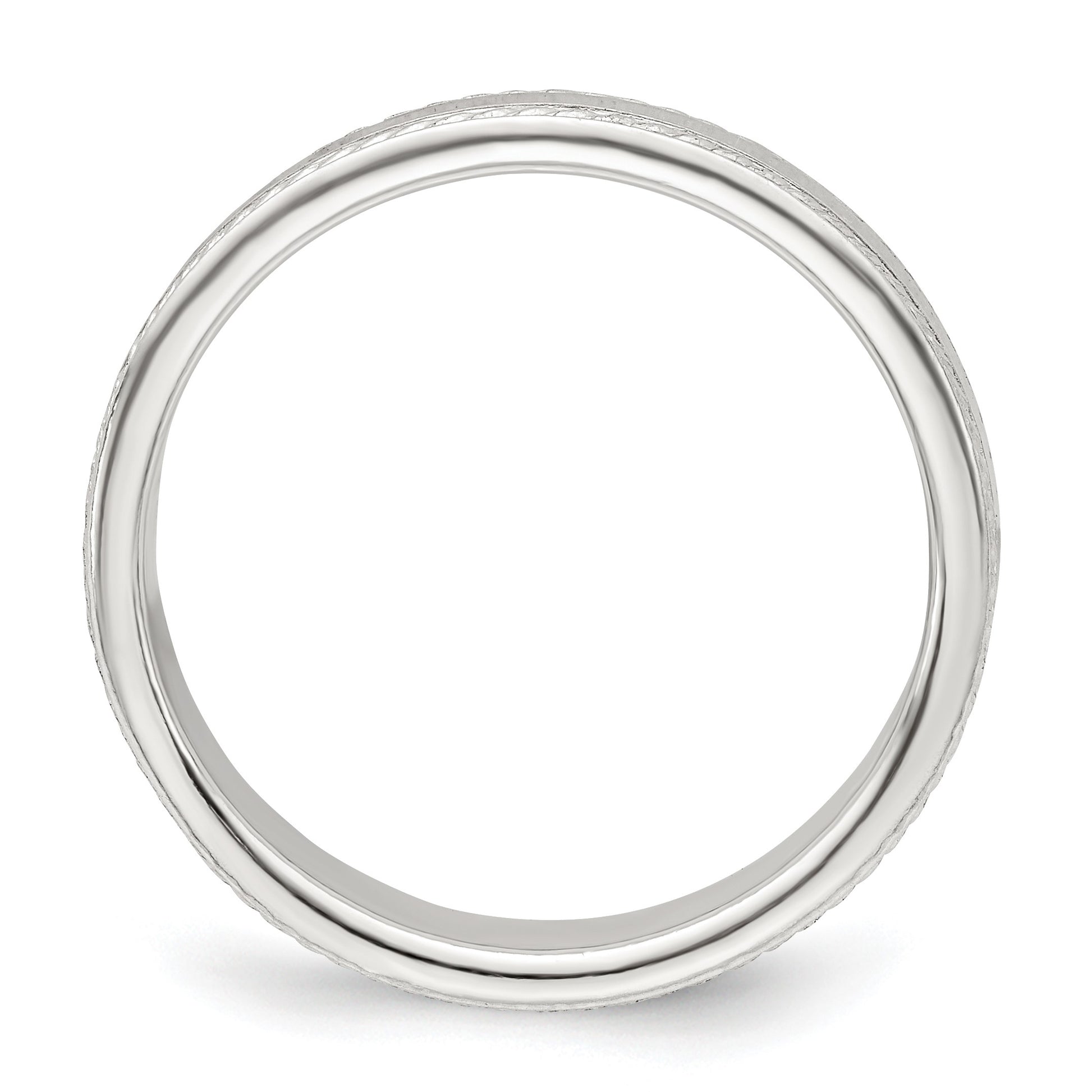 Sterling Silver 4mm Flat with Rope Edge Size 12 Band