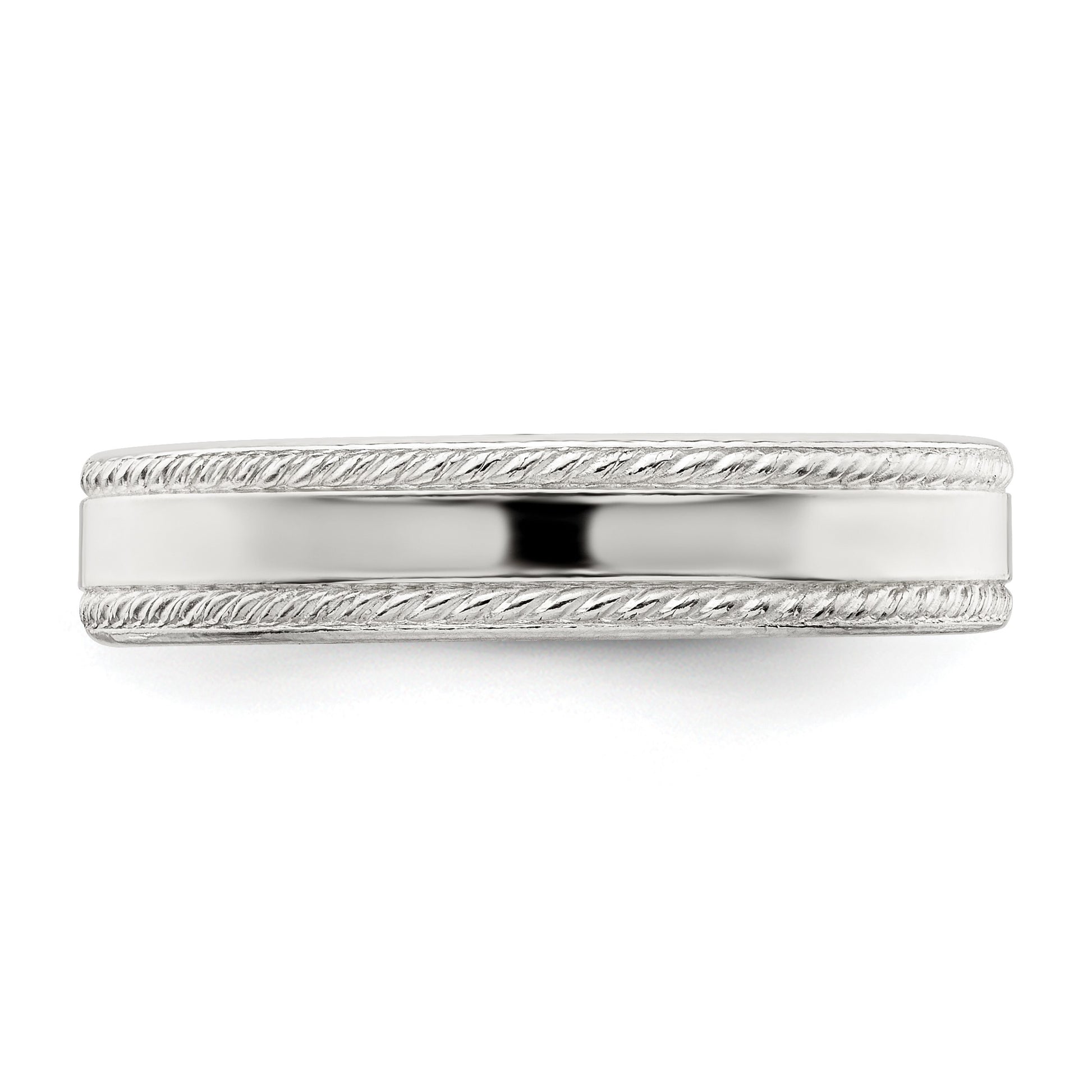 Sterling Silver 4mm Flat with Rope Edge Size 10 Band