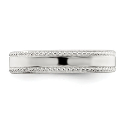 Sterling Silver 4mm Flat with Rope Edge Size 10 Band