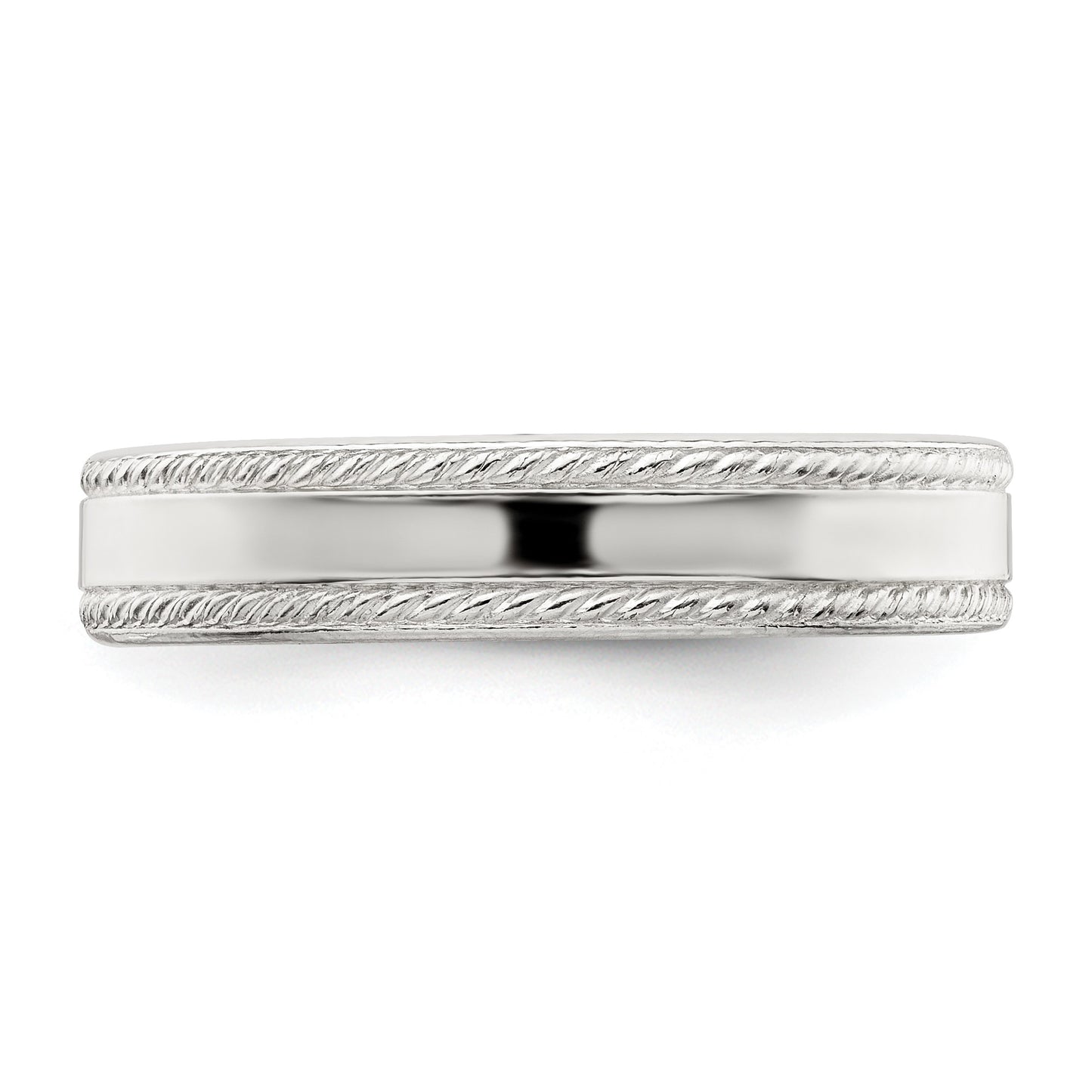 Sterling Silver 4mm Flat with Rope Edge Size 11 Band