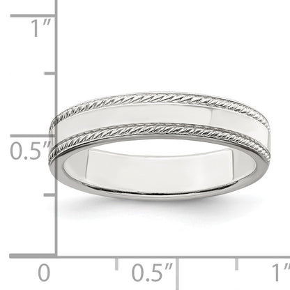 Sterling Silver 4mm Flat with Rope Edge Size 10 Band
