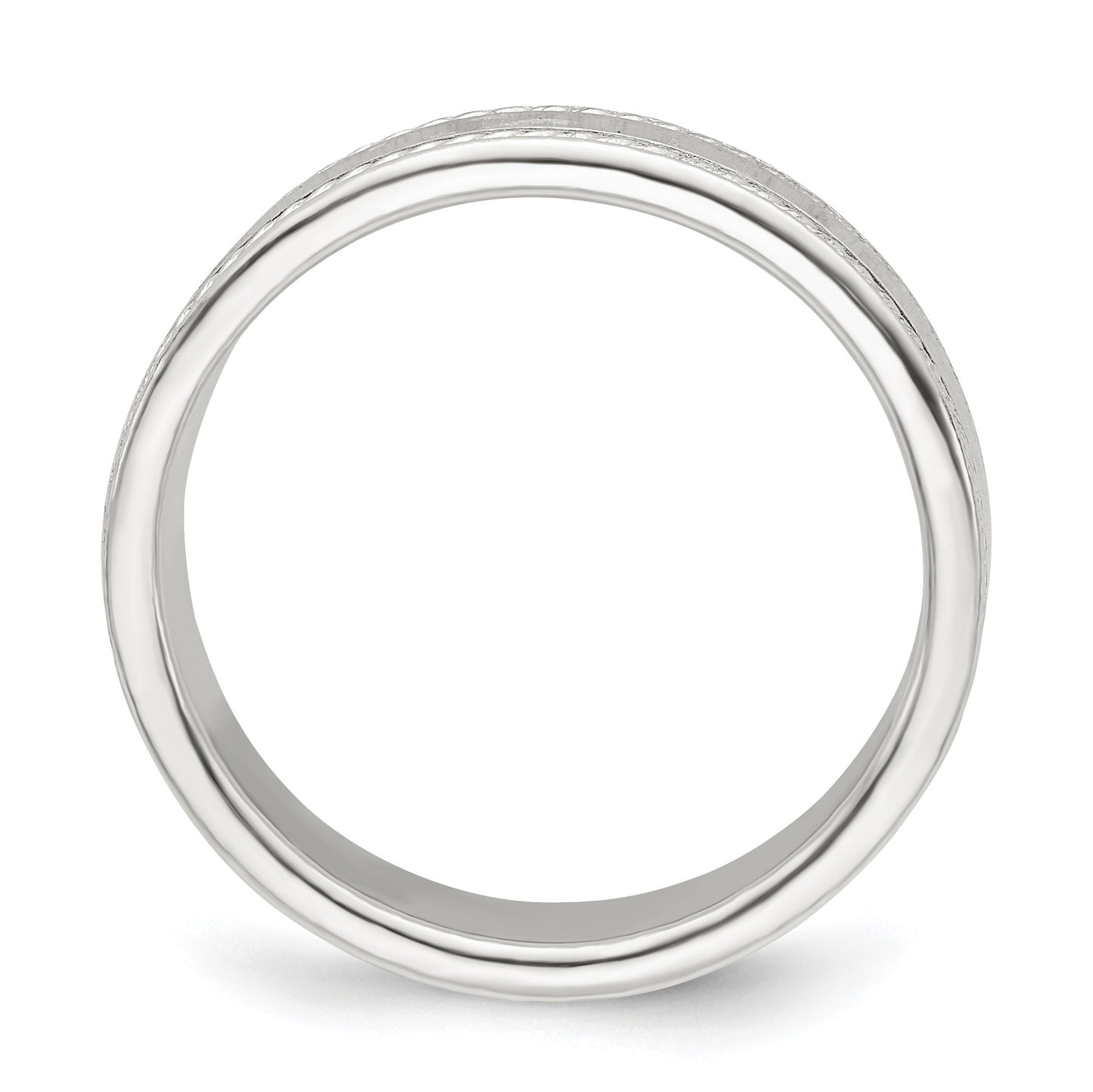 Sterling Silver 5mm Flat with Rope Edge Size 7 Band