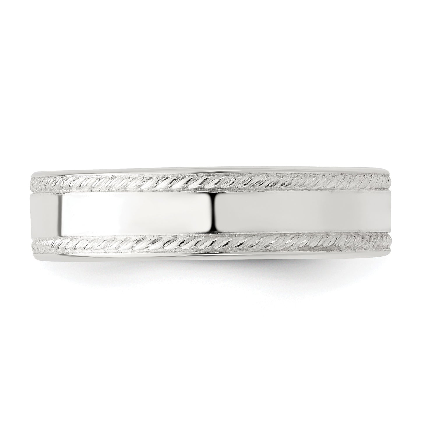 Sterling Silver 5mm Flat with Rope Edge Size 10 Band
