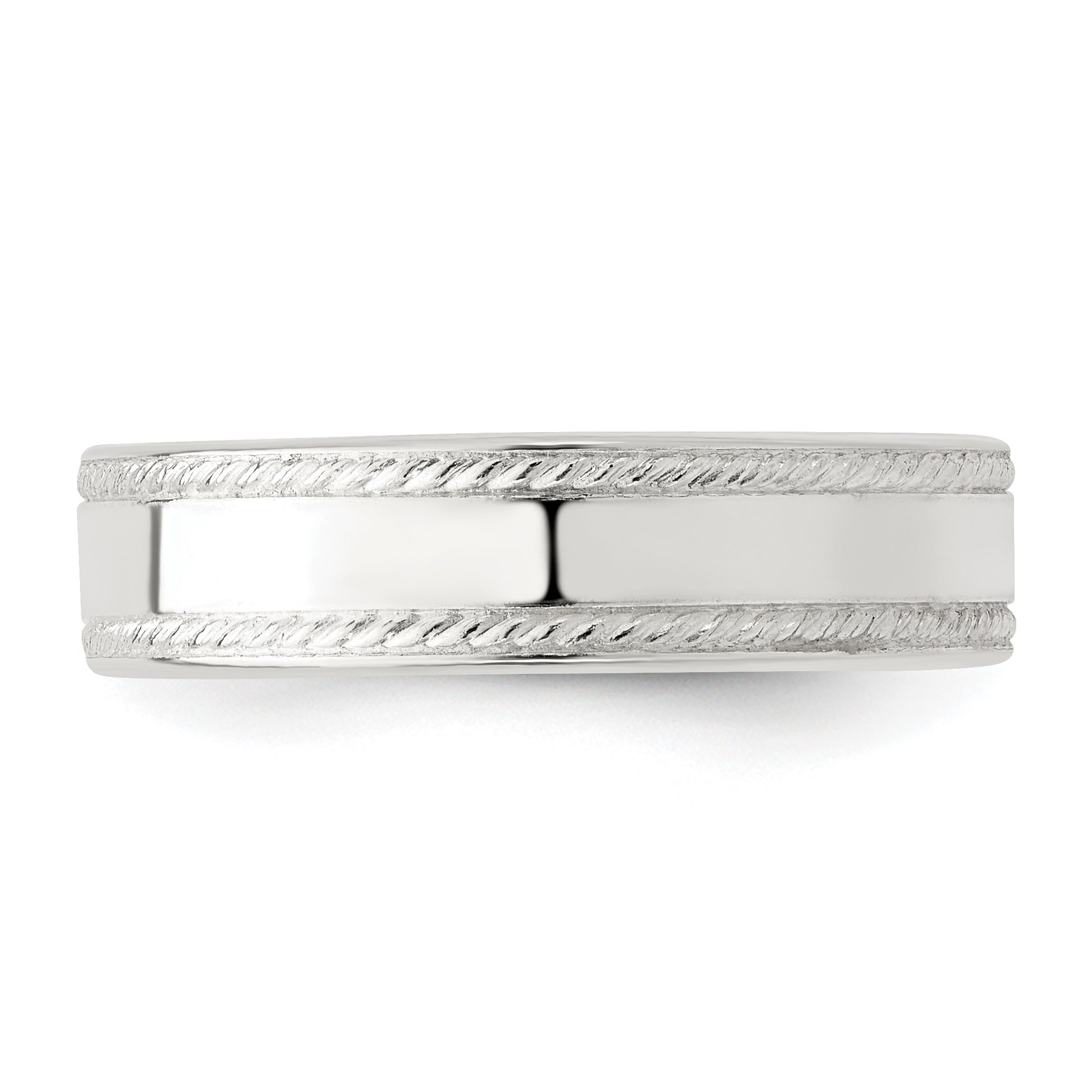 Sterling Silver 5mm Flat with Rope Edge Size 12 Band