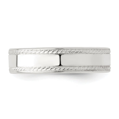 Sterling Silver 5mm Flat with Rope Edge Size 12 Band