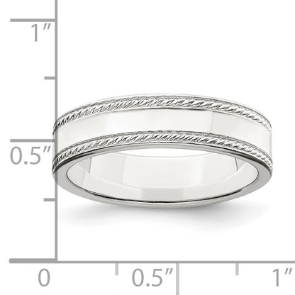 Sterling Silver 5mm Flat with Rope Edge Size 11 Band