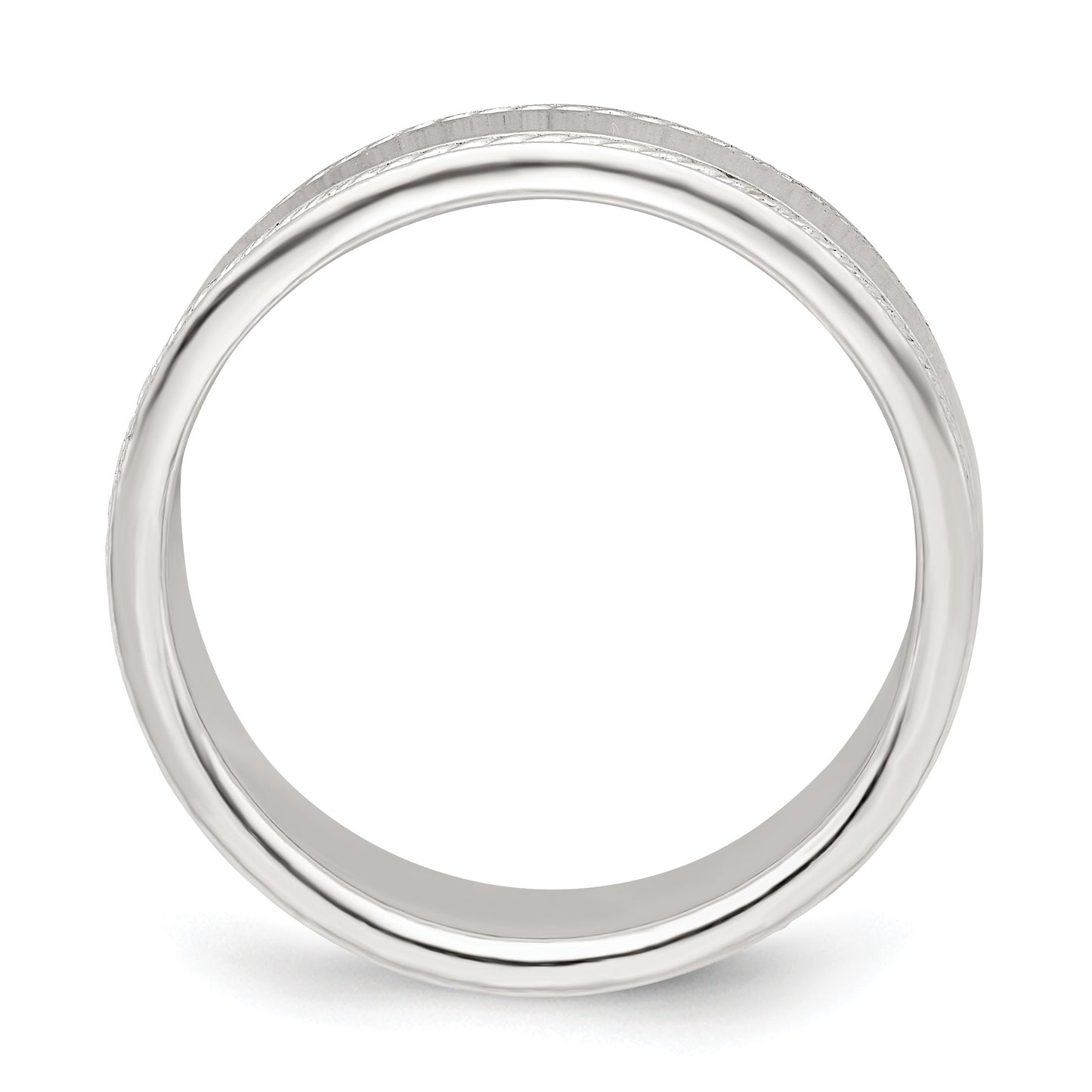 Sterling Silver 6mm Flat with Rope Edge Size 4 Band