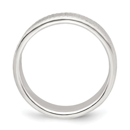 Sterling Silver 6mm Flat with Rope Edge Size 4 Band