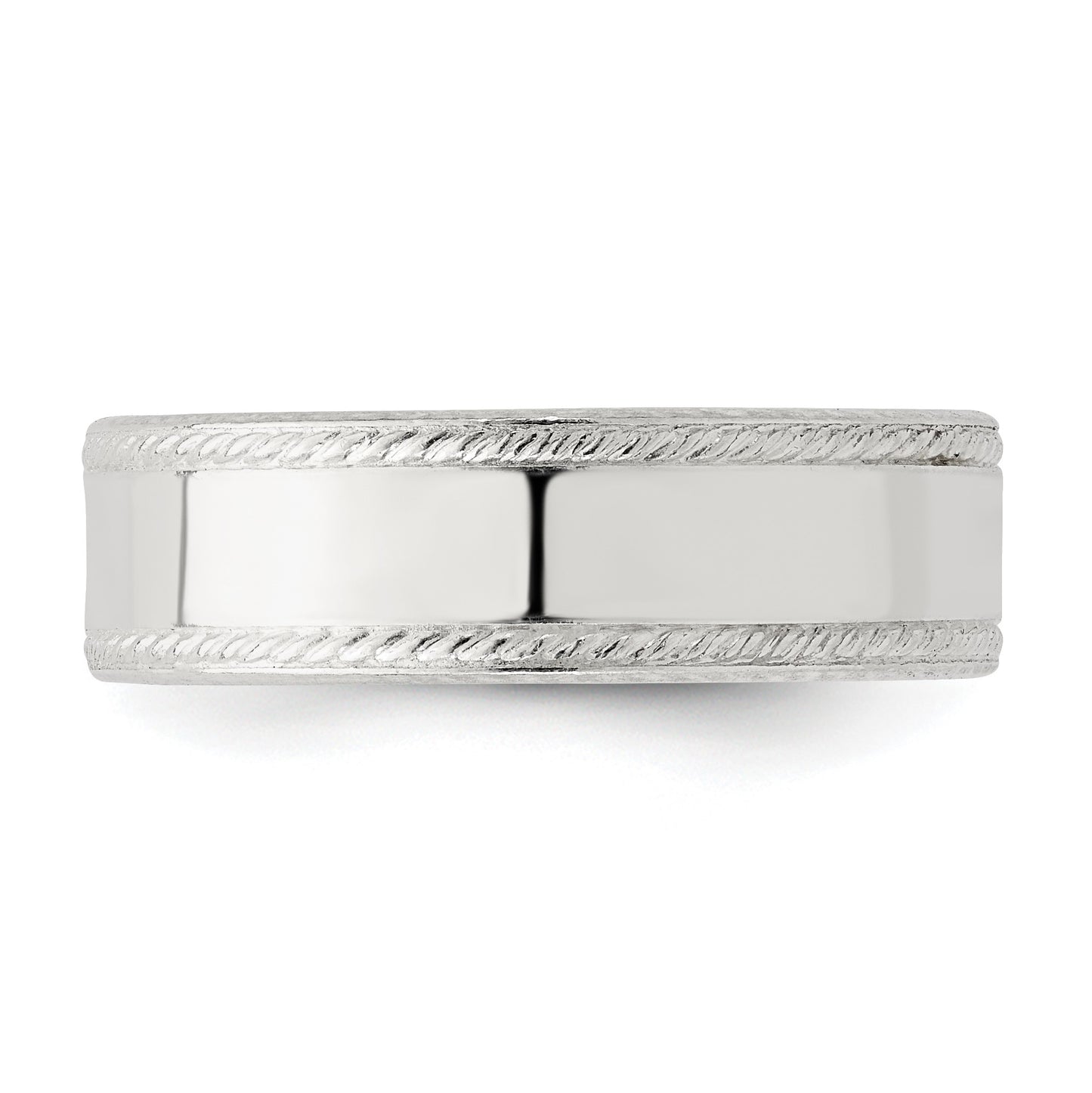 Sterling Silver 6mm Flat with Rope Edge Size 10 Band