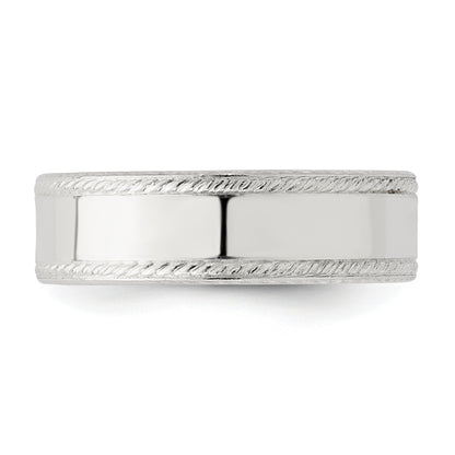 Sterling Silver 6mm Flat with Rope Edge Size 7 Band