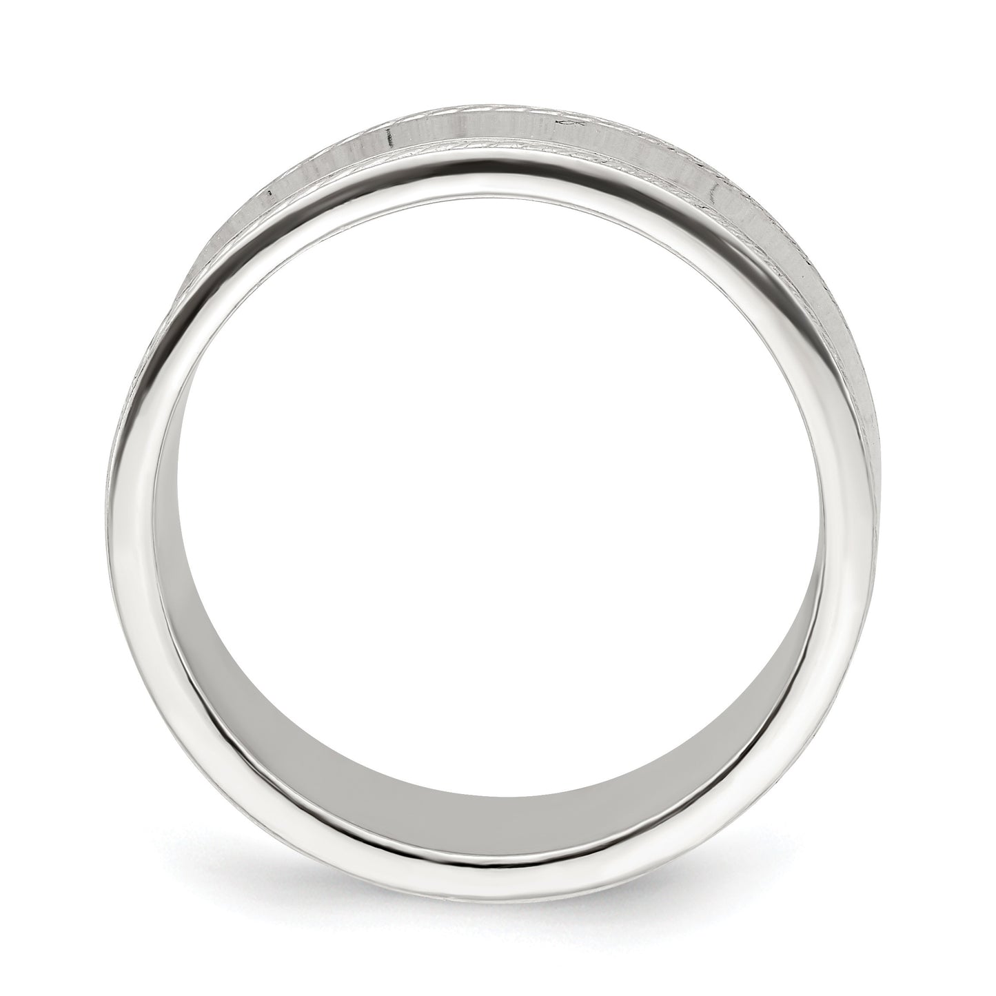 Sterling Silver 7mm Flat with Rope Edge Size 9 Band