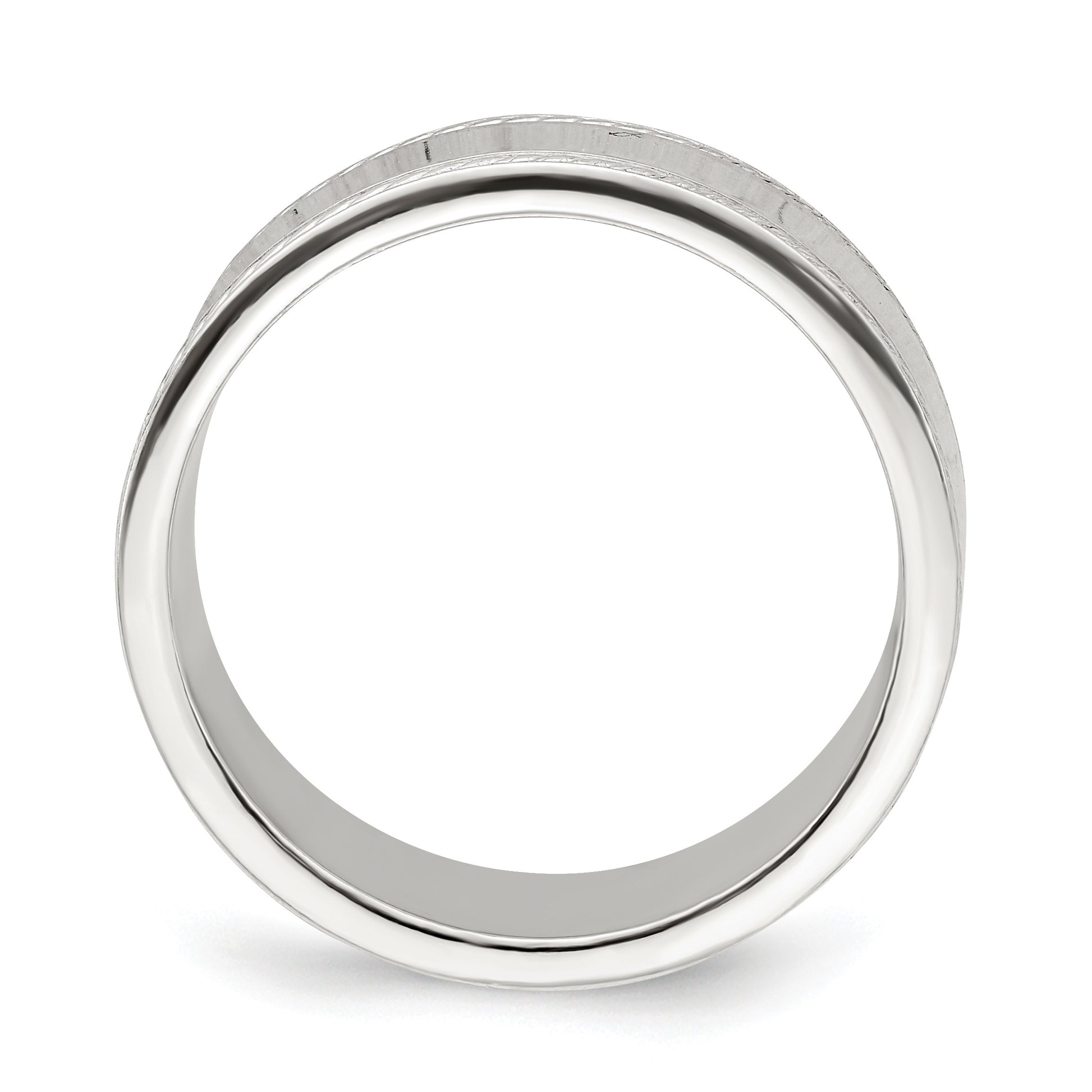 Sterling Silver 7mm Flat with Rope Edge Size 6 Band