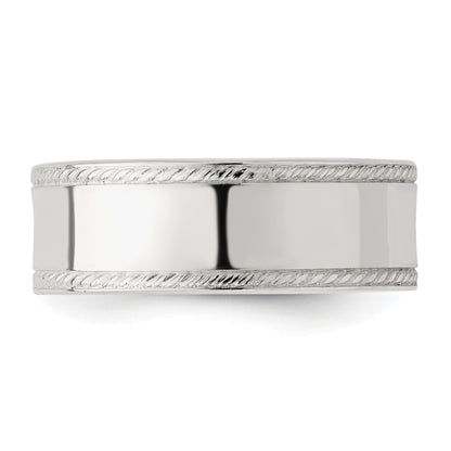 Sterling Silver 7mm Flat with Rope Edge Size 9 Band