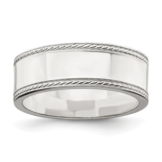 Sterling Silver 7mm Flat with Rope Edge Size 9 Band