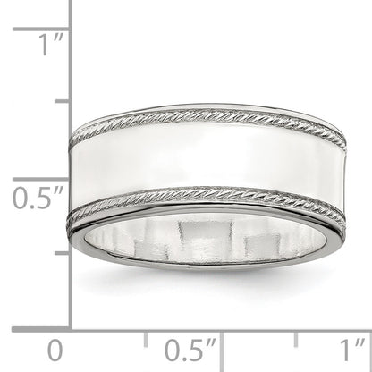 Sterling Silver 8mm Flat with Rope Edge Size 7 Band