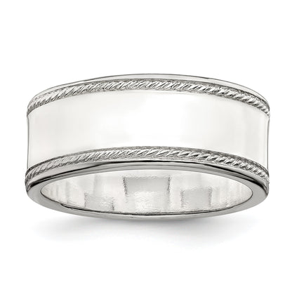 Sterling Silver 8mm Flat with Rope Edge Size 7 Band