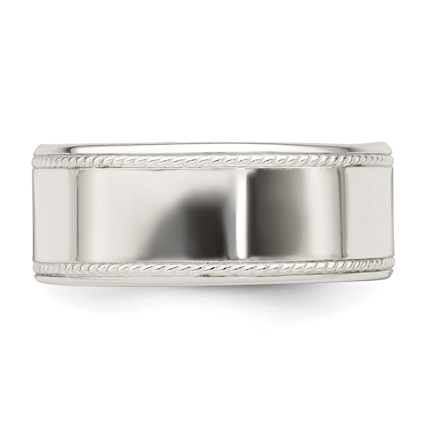 Sterling Silver 9.5mm Flat with Rope Edge Size 10 Band