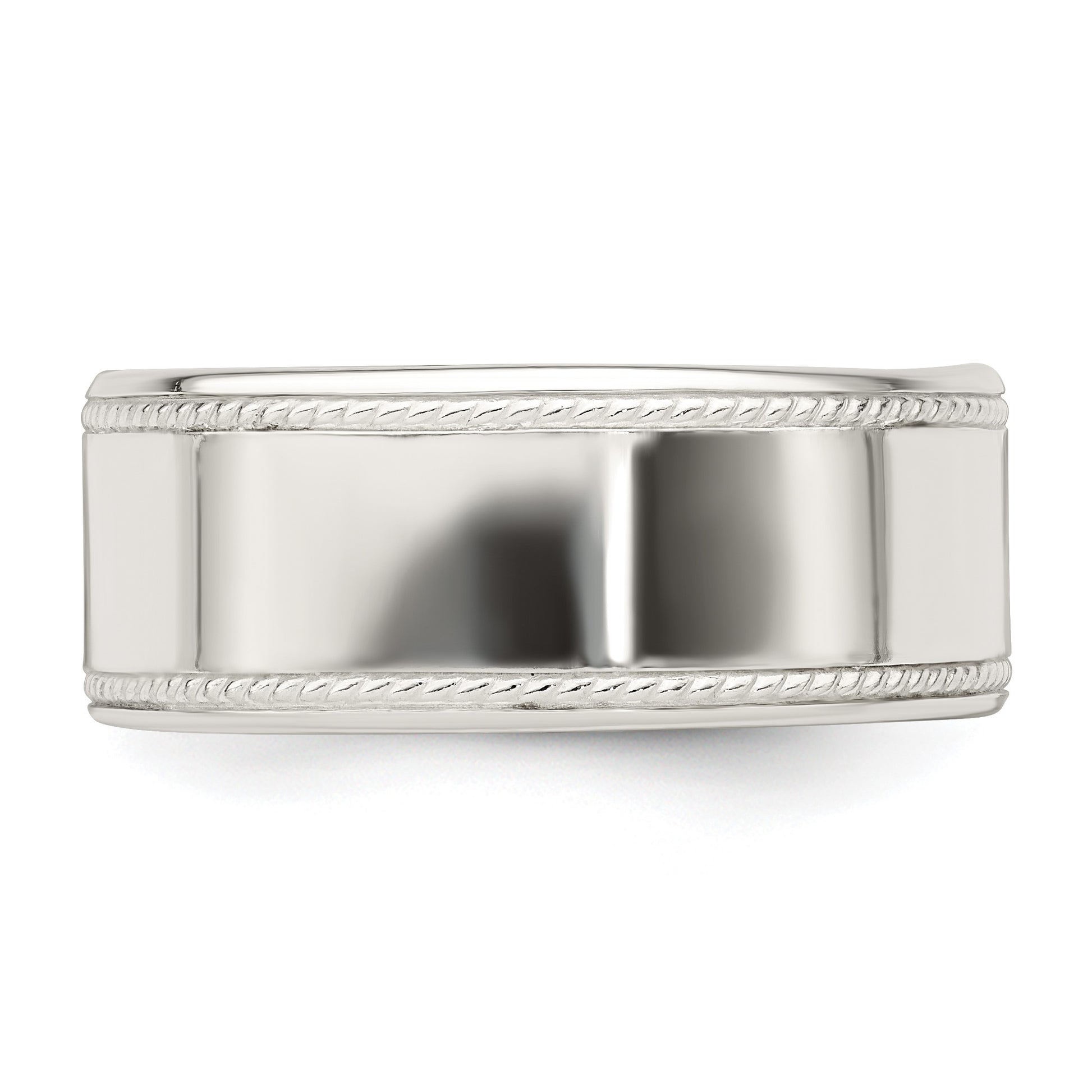 Sterling Silver 9.5mm Flat with Rope Edge Size 10 Band