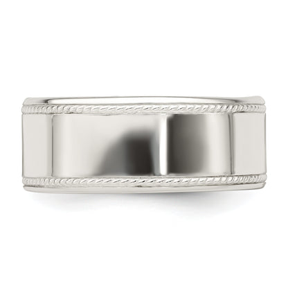 Sterling Silver 9.5mm Flat with Rope Edge Size 10 Band