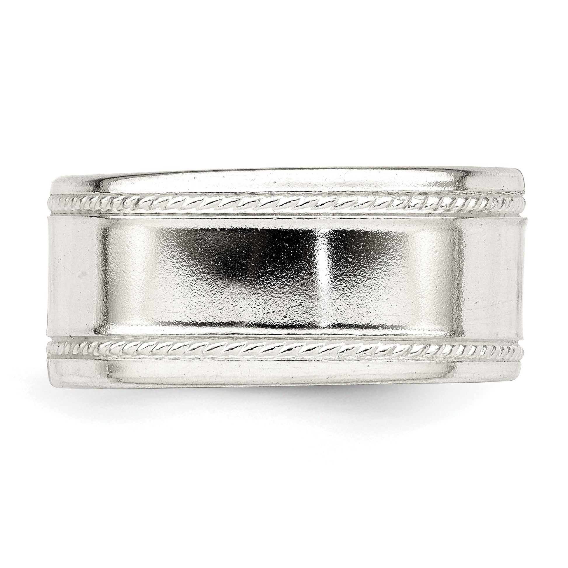 Sterling Silver 9.5mm Flat with Rope Edge Size 7 Band