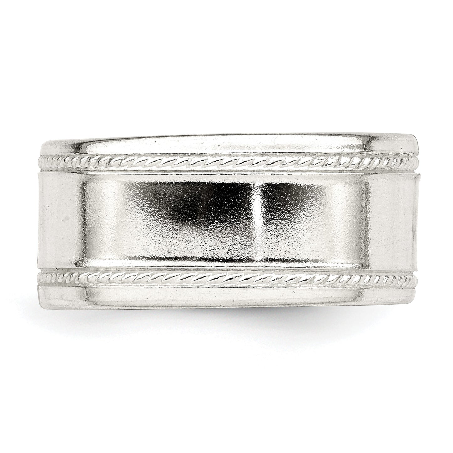 Sterling Silver 9.5mm Flat with Rope Edge Size 11 Band