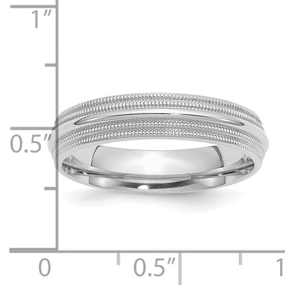 SSilver Rhodium-plated 5mm Comfort Fit Double Milgrain Size 12 Band