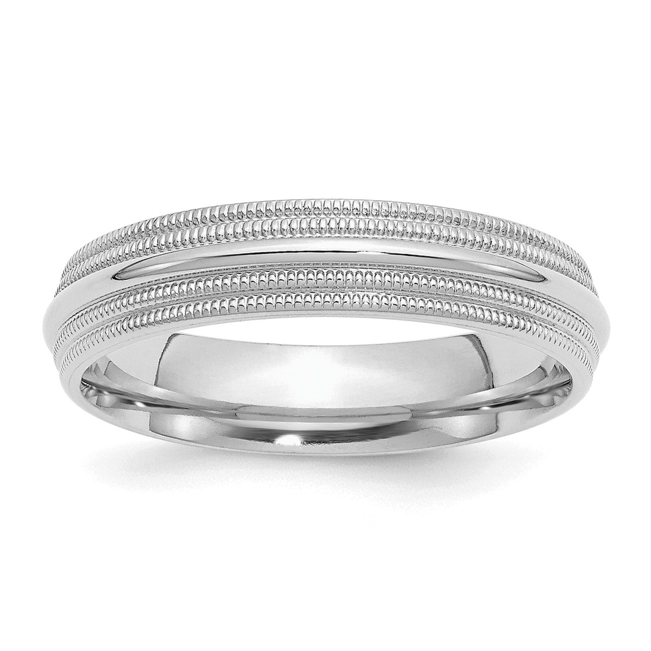 SSilver Rhodium-plated 5mm Comfort Fit Double Milgrain Size 12 Band