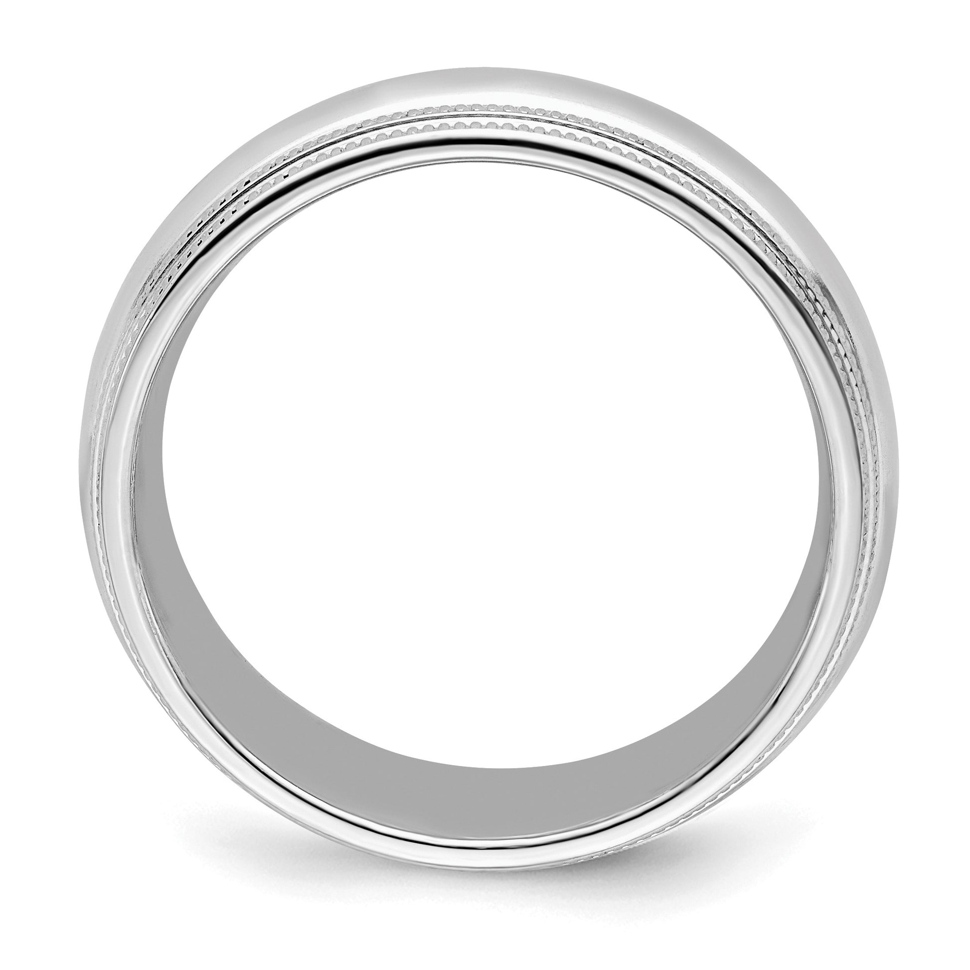 Sterling Silver Rh-plated 7mm Comfort Fit Double Milgrain Size 7 Band