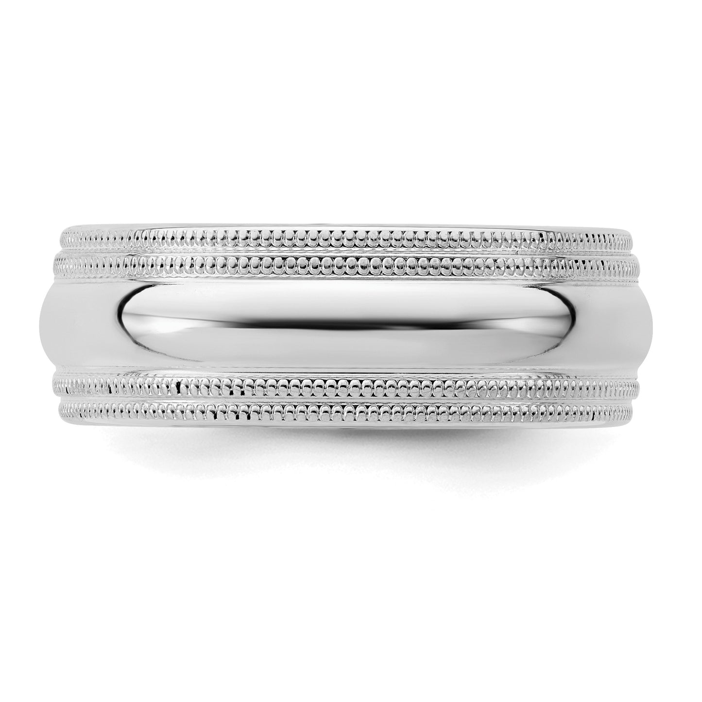 Sterling Silver Rh-plated 7mm Comfort Fit Double Milgrain Size 7 Band