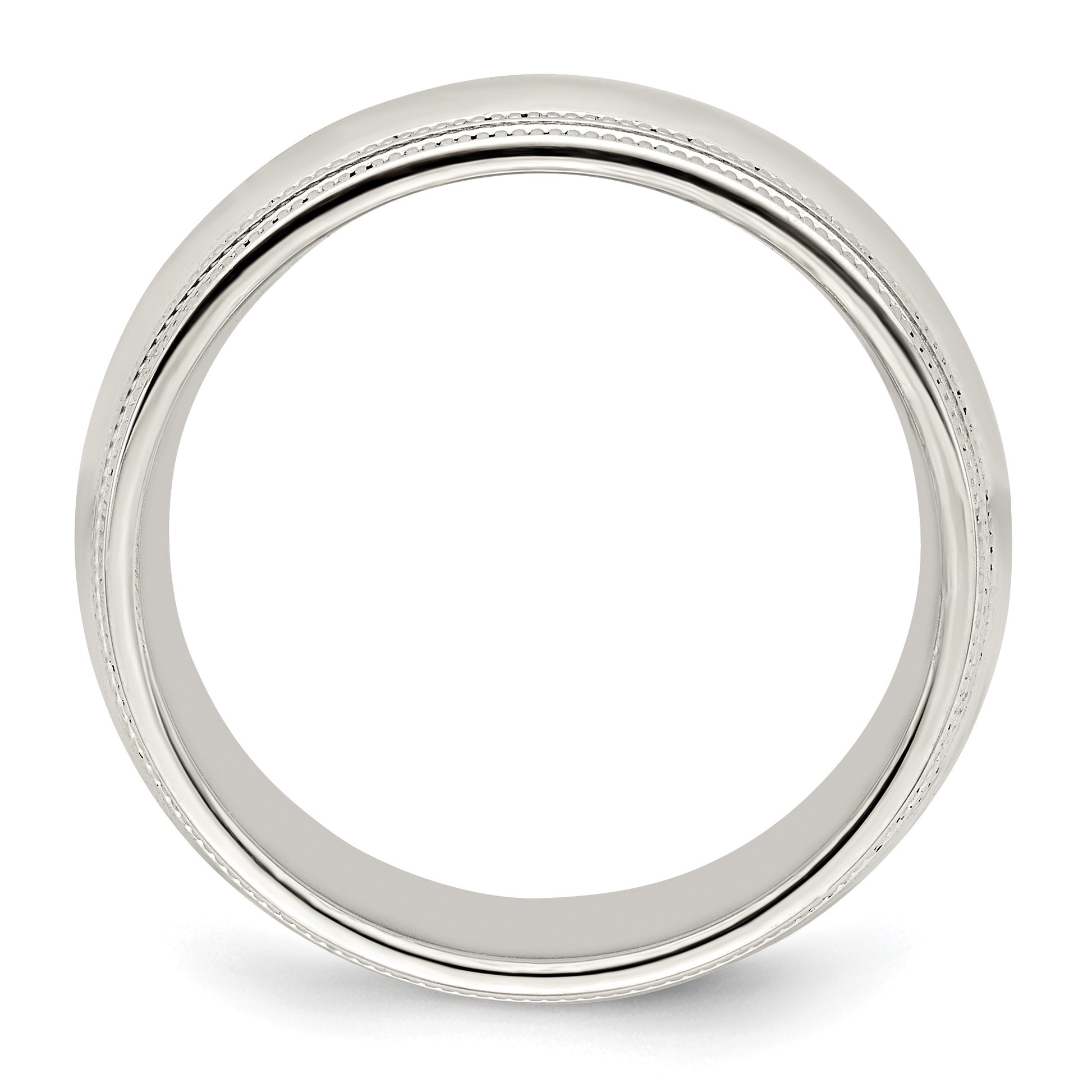 Sterling Silver 8mm Comfort Fit Double Milgrain Size 13.5 Band