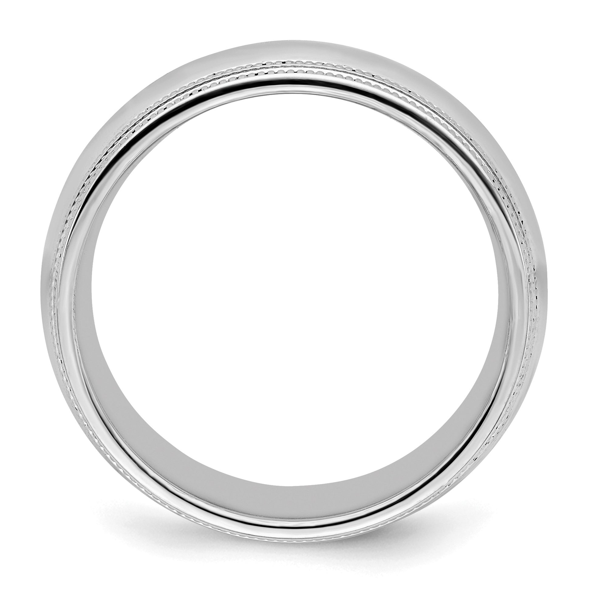 Sterling Silver Rh-plated 8mm Comfort Fit Double Milgrain Size 11 Band