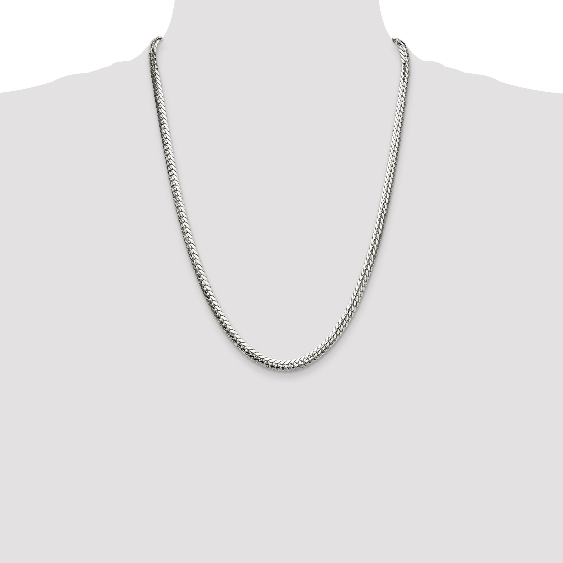 Sterling Silver Polished 5.1mm Double Oval Flat Chain