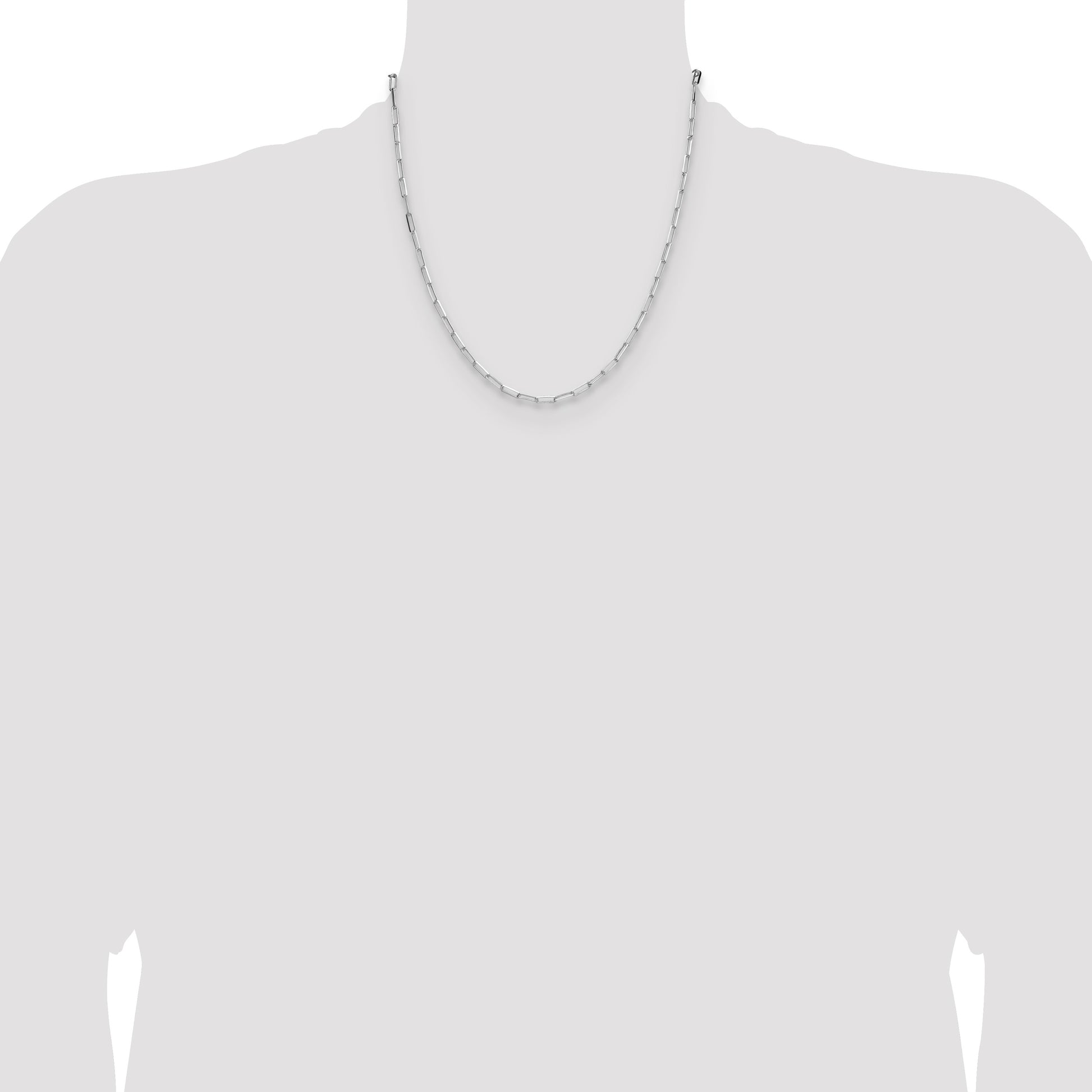 Sterling Silver Rhodium-plated 3.1mm D/C Paperclip Chain